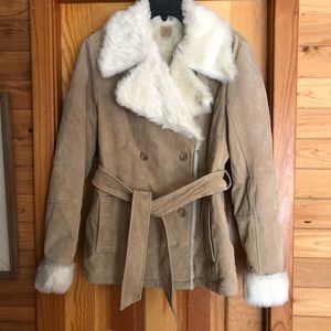 Wilsons Leather Suede & Faux Fur Trench Coat